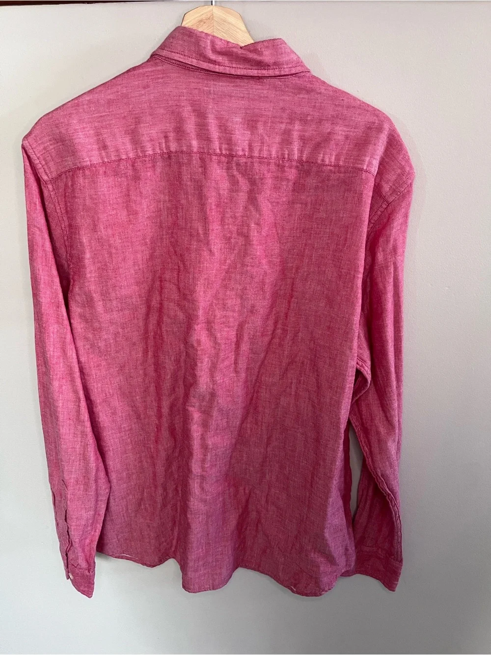 Banana Republic Mens XL Untucked Slim Fit Pink Cotton Button Down Shirt